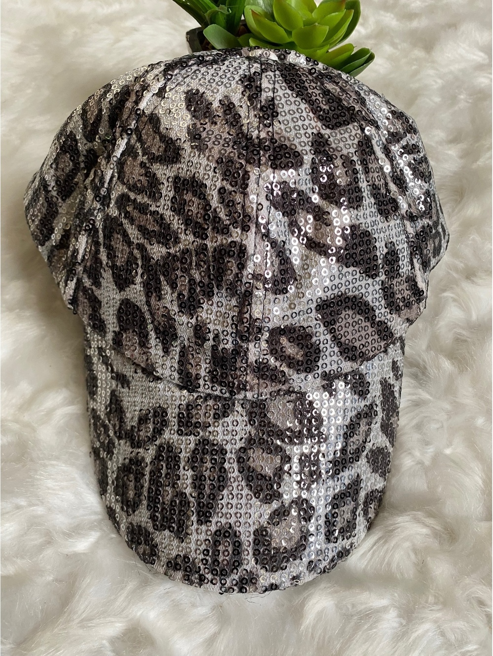 Leopard Print Sequin Baseball Cap Hat